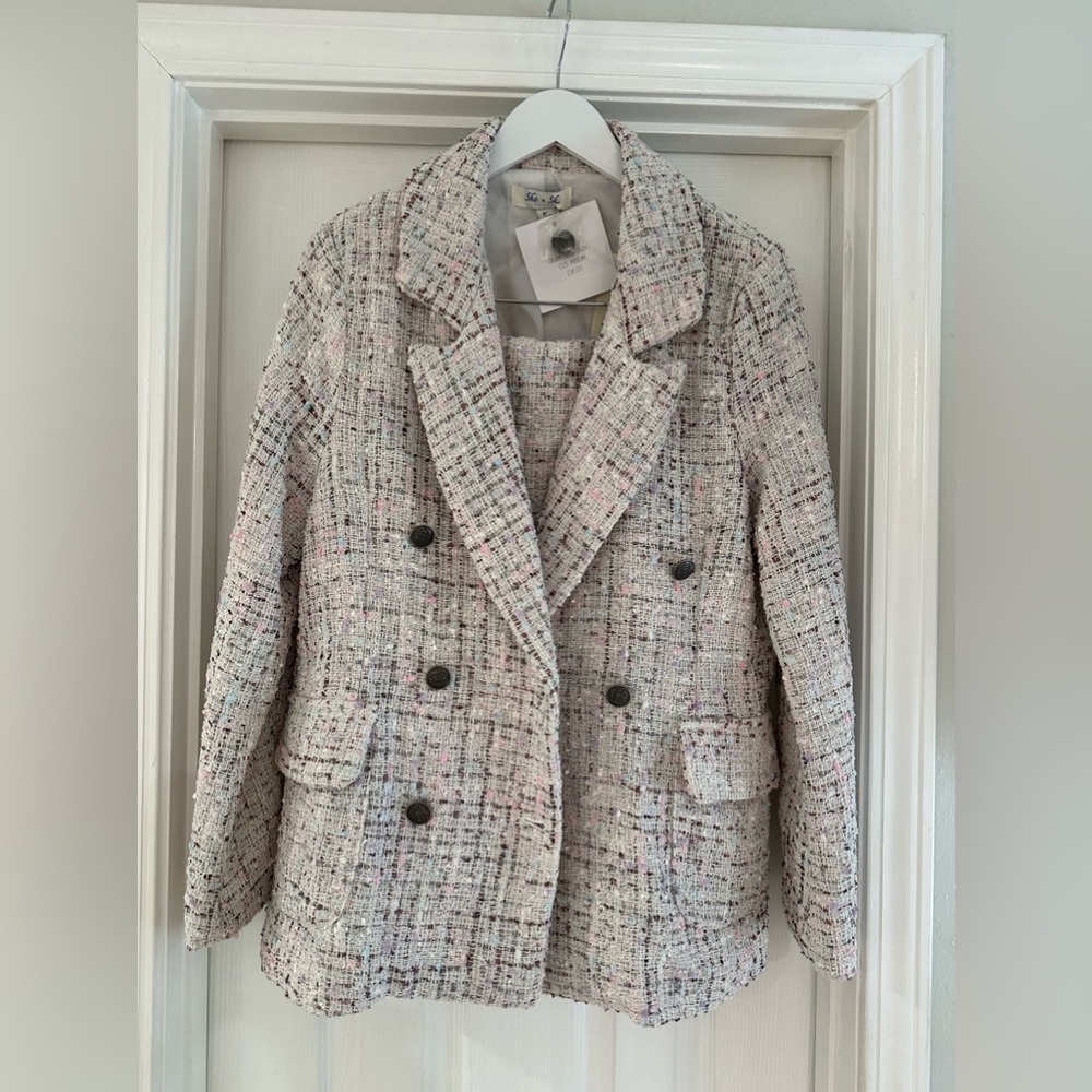 she + sky homecoming court set, skirt and jacket both included.